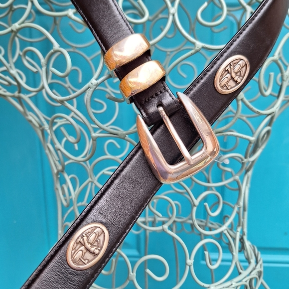 Genuine Leather GOLF Belt Mens Studded Silver Metal Buckle Golfers Logo Icon 34 - Picture 3 of 17